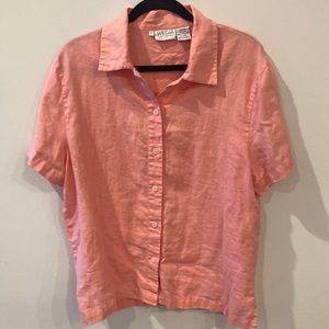 Willi Smith 100% Linen Women’s Button Down Shirt Size L Work Casual Summer